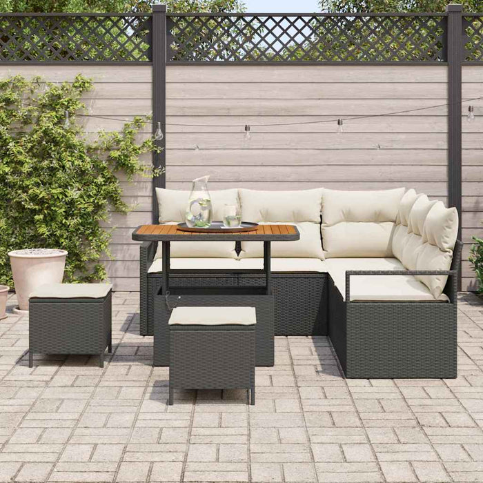 Set de canapele pentru grădină cu pernă 8 pcs Negru Rattan poli - WALTI WALTI