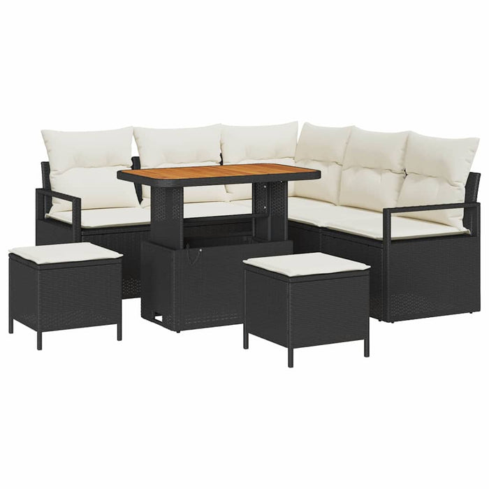 Set de canapele pentru grădină cu pernă 8 pcs Negru Rattan poli - WALTI WALTI