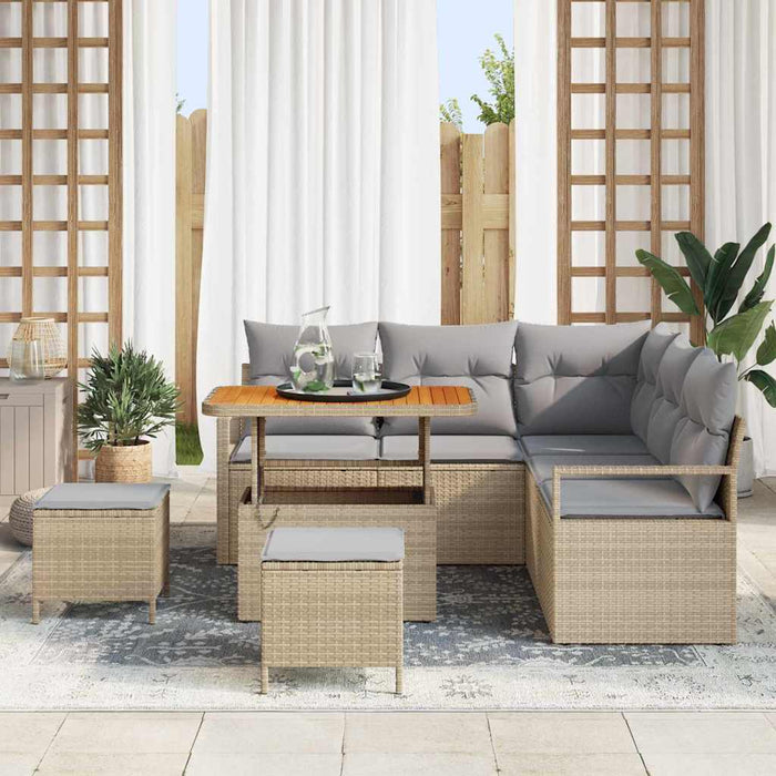 Set de canapele pentru grădină cu pernă 8 pcs Bej Rattan poli - WALTI WALTI