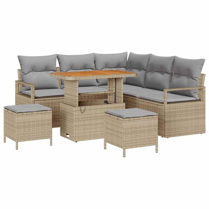 Set de canapele pentru grădină cu pernă 8 pcs Bej Rattan poli - WALTI WALTI