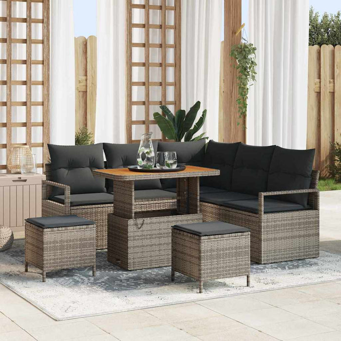 Set de canapele pentru grădină cu pernă 8 pcs Gri Rattan poli - WALTI WALTI