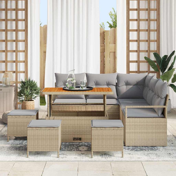 Set de canapele pentru grădină cu pernă 9 pcs Bej Rattan poli - WALTI WALTI