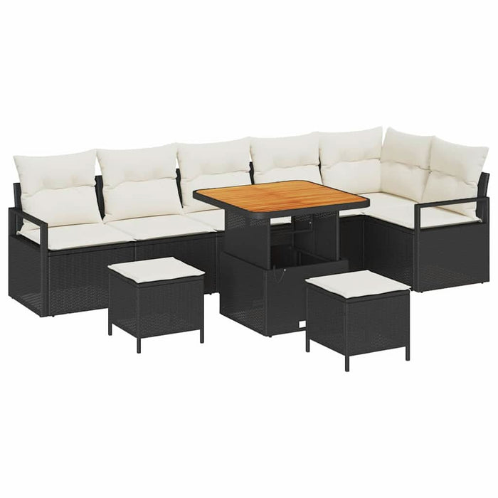 Set de canapele pentru grădină cu pernă 9 pcs Negru Rattan poli - WALTI WALTI