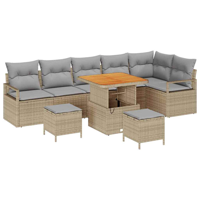 Set de canapele pentru grădină cu pernă 9 pcs Bej Rattan poli - WALTI WALTI