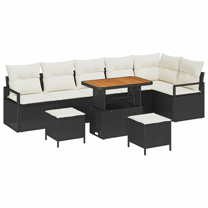 Set de canapele pentru grădină cu pernă 9 pcs Negru Rattan poli - WALTI WALTI