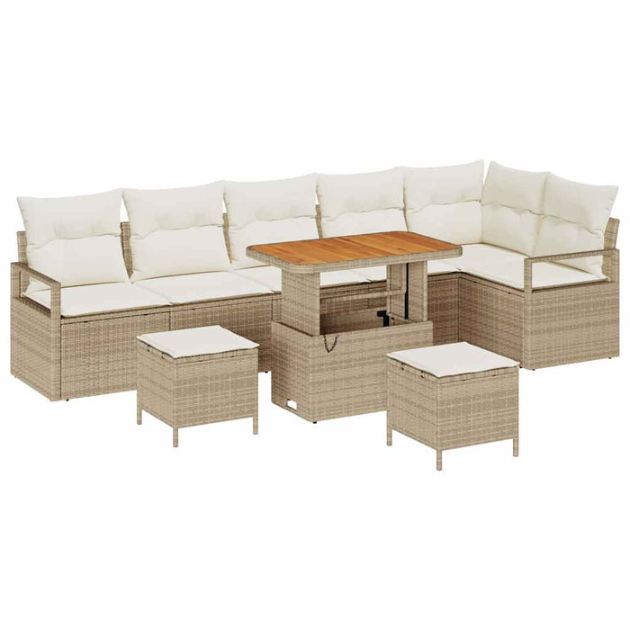 Set de canapele pentru grădină cu pernă 9 pcs Bej Rattan poli - WALTI WALTI