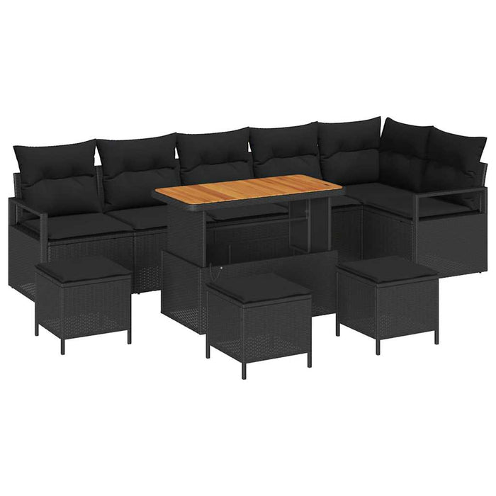 Set de canapele pentru grădină 10 pcs Negru Rattan poli - WALTI WALTI
