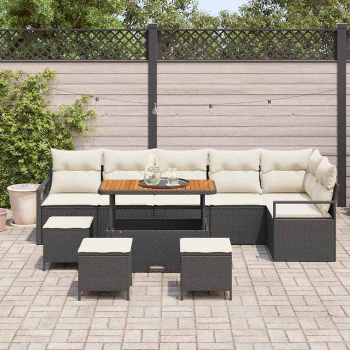 Set de canapele pentru grădină 10 pcs Negru Rattan poli - WALTI WALTI
