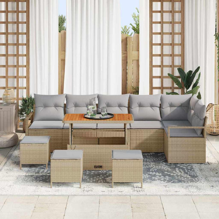 Set de canapele pentru grădină cu pernă 10 pcs Bej Rattan poli - WALTI WALTI