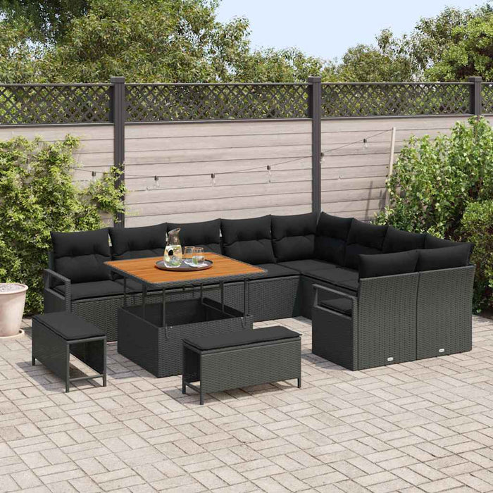 Set de canapele pentru grădină 12 pcs Negru Rattan poli - WALTI WALTI