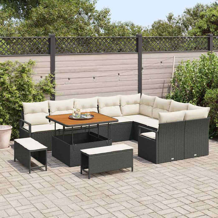 Set de canapele pentru grădină 12 pcs Negru Rattan poli - WALTI WALTI