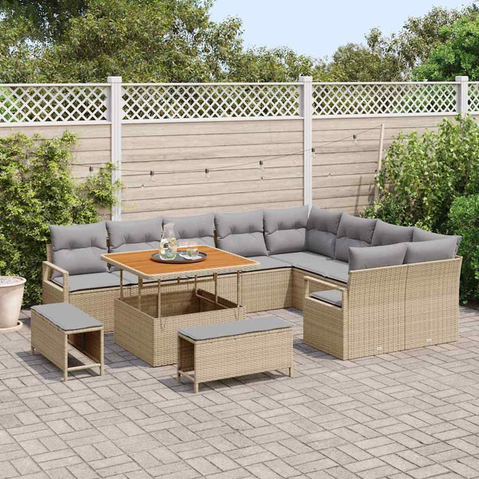 Set de canapele pentru grădină cu pernă 12 pcs Bej Rattan poli - WALTI WALTI