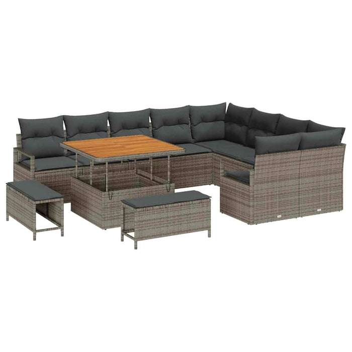 Set de canapele pentru grădină cu pernă 12 pcs Gri Rattan poli - WALTI WALTI