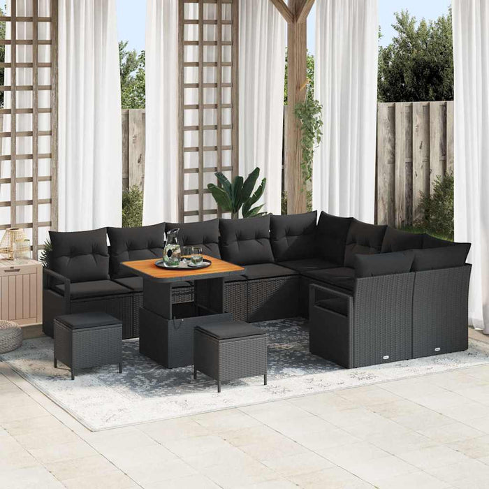 Set de canapele pentru grădină 12 pcs Negru Rattan poli - WALTI WALTI