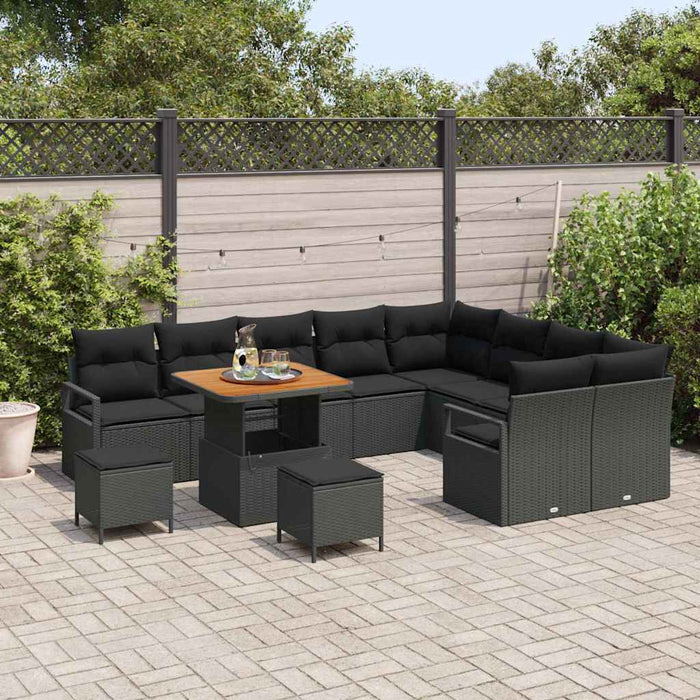 Set de canapele pentru grădină 12 pcs Negru Rattan poli - WALTI WALTI
