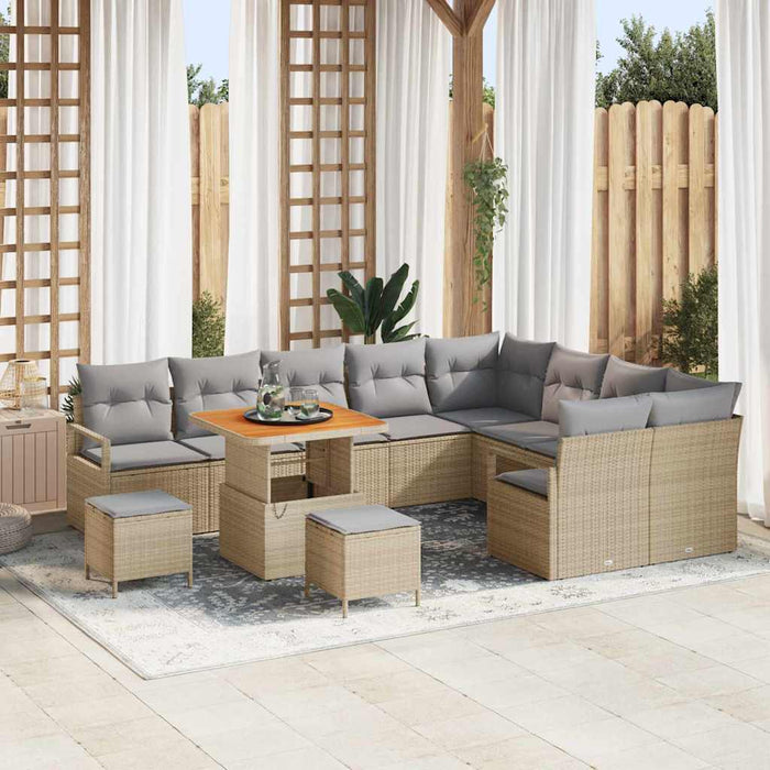 Set de canapele pentru grădină cu pernă 12 pcs Bej Rattan poli - WALTI WALTI