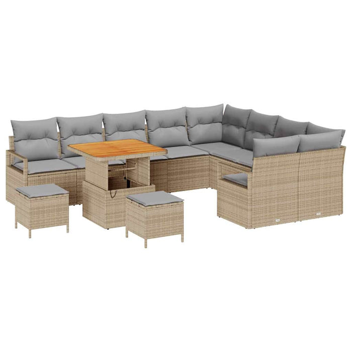Set de canapele pentru grădină cu pernă 12 pcs Bej Rattan poli - WALTI WALTI