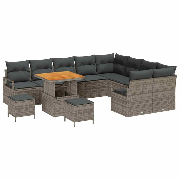 Set de canapele pentru grădină cu pernă 12 pcs Gri Rattan poli - WALTI WALTI