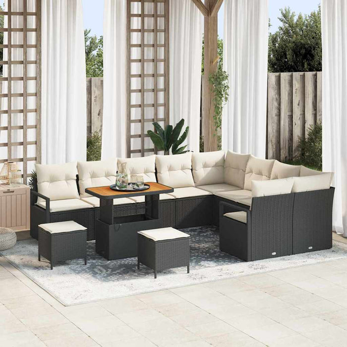 Set de canapele pentru grădină 12 pcs Negru Rattan poli - WALTI WALTI