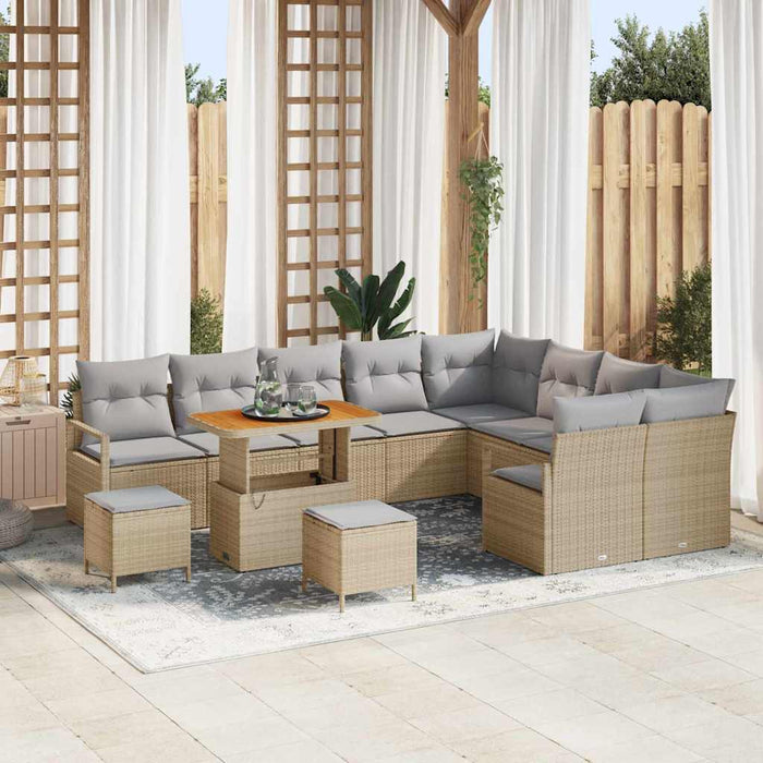 Set de canapele pentru grădină cu pernă 12 pcs Bej Rattan poli - WALTI WALTI
