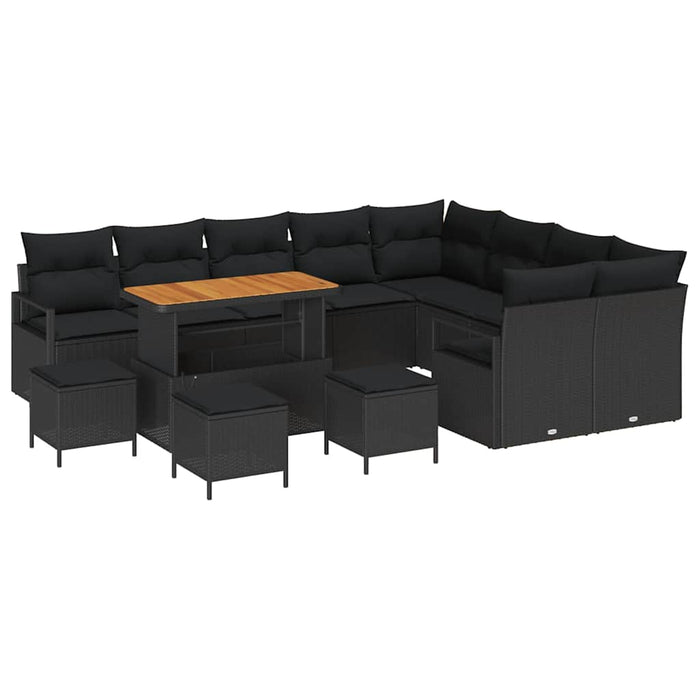 Set de canapele pentru grădină 13 pcs Negru Rattan poli - WALTI WALTI