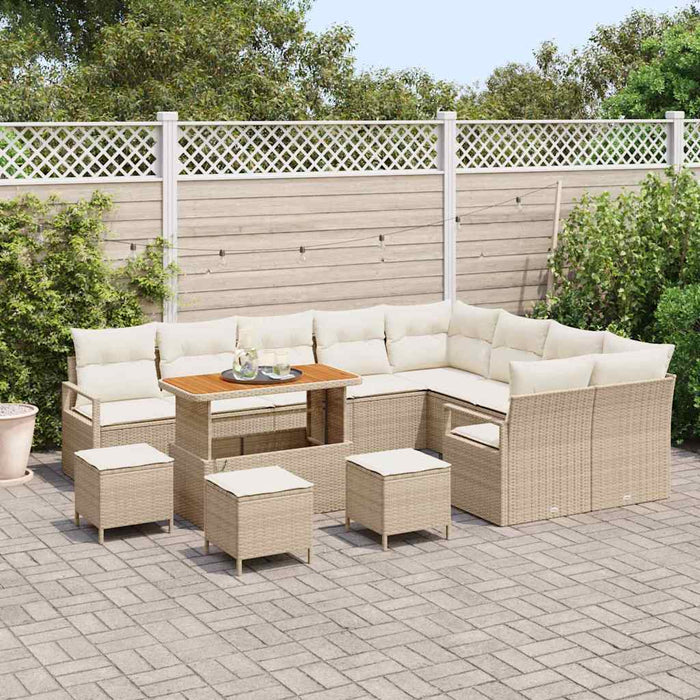 Set de canapele pentru grădină cu pernă 13 pcs Bej poliratan WALTI