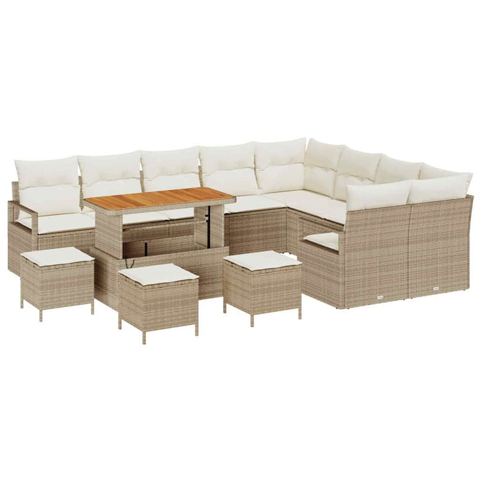 Set de canapele pentru grădină cu pernă 13 pcs Bej poliratan WALTI
