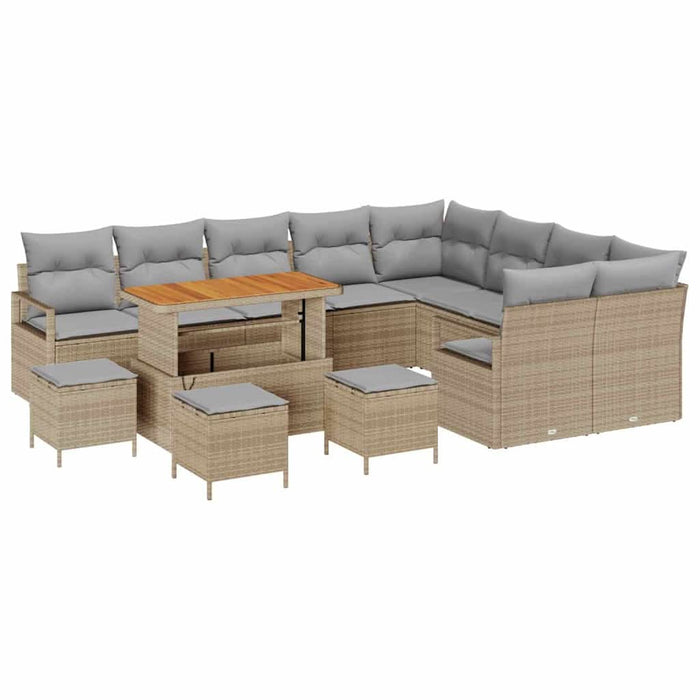 Set de canapele pentru grădină cu pernă 13 pcs Bej Rattan poli - WALTI WALTI
