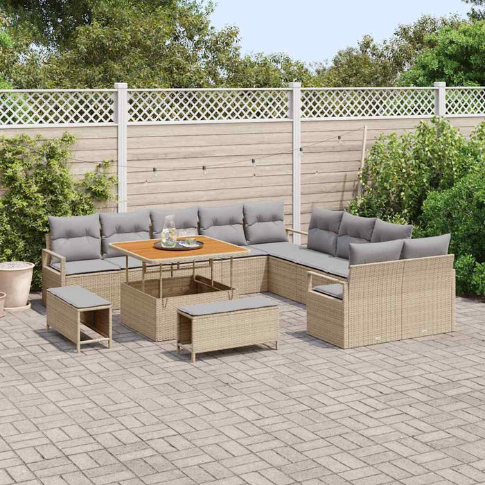 Set de canapele pentru grădină cu pernă 13 pcs Bej Rattan poli - WALTI WALTI