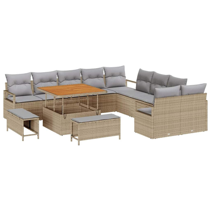 Set de canapele pentru grădină cu pernă 13 pcs Bej Rattan poli - WALTI WALTI