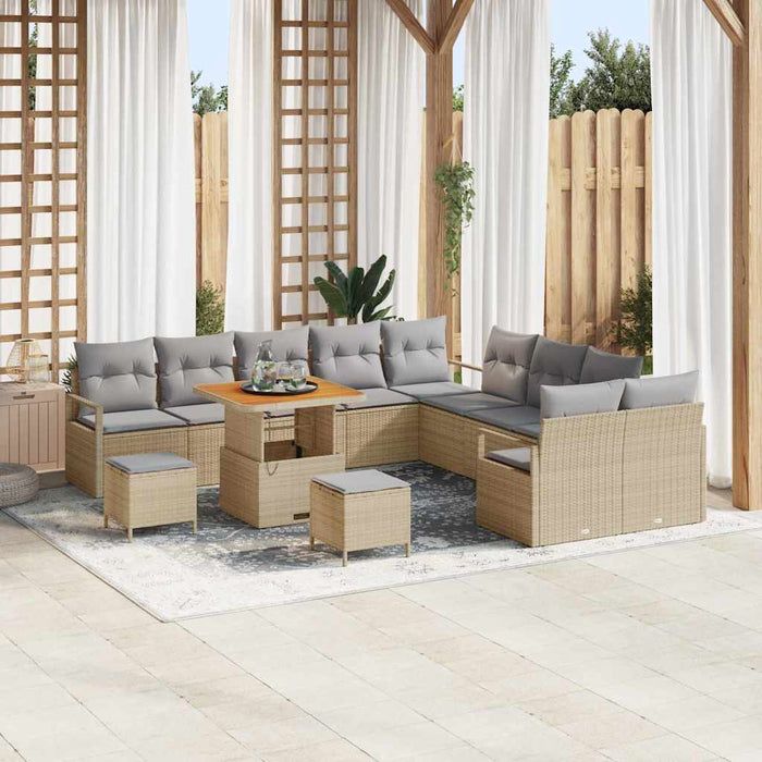 Set de canapele pentru grădină cu pernă 13 pcs Bej Rattan poli - WALTI WALTI