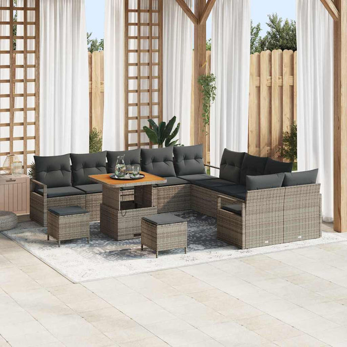 Set de canapele pentru grădină cu pernă 13 pcs Gri Rattan poli - WALTI WALTI