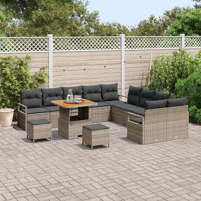 Set de canapele pentru grădină cu pernă 13 pcs Gri Rattan poli - WALTI WALTI