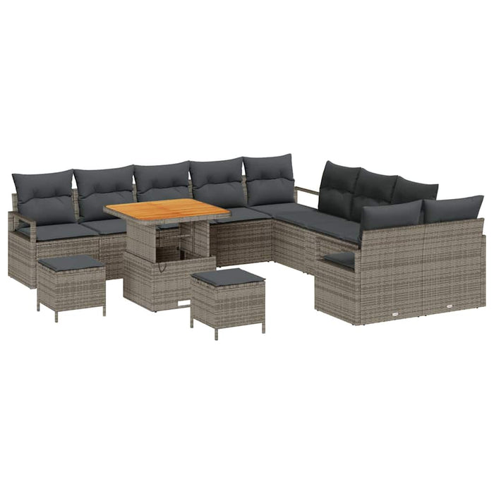 Set de canapele pentru grădină cu pernă 13 pcs Gri Rattan poli - WALTI WALTI