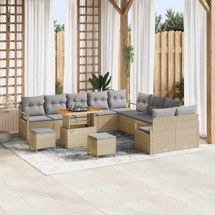 Set de canapele pentru grădină cu pernă 13 pcs Bej Rattan poli - WALTI WALTI