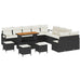 Set de canapea de grădină din 14 piese cu perne Ratan polișat negru Acacia - WALTI WALTI