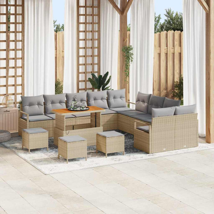Set de canapele pentru grădină cu pernă 14 pcs Bej Rattan poli - WALTI WALTI