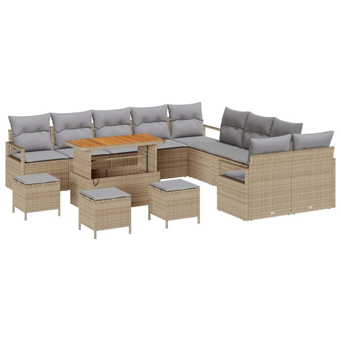 Set de canapele pentru grădină cu pernă 14 pcs Bej Rattan poli - WALTI WALTI
