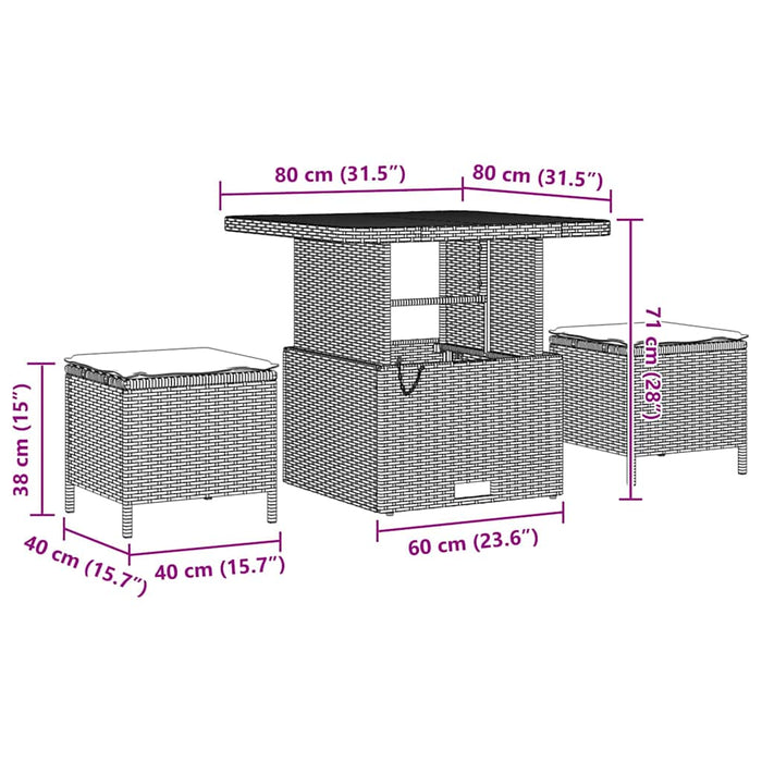 Set de canapele de grădină , 9 piese, cu perne, bej, rattan poli, acacia. - WALTI WALTI