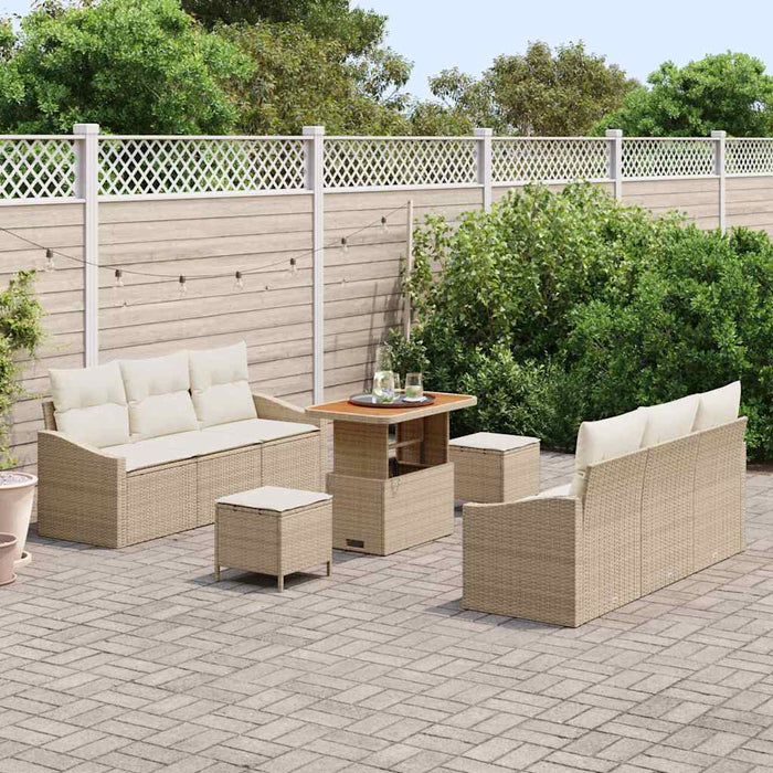Set de canapele pentru grădină cu pernă 9 pcs Bej poliratan - WALTI WALTI