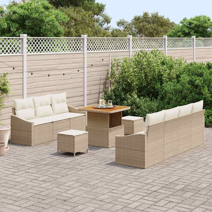 Set de canapele pentru grădină cu pernă 10 pcs Bej poliratan - WALTI WALTI