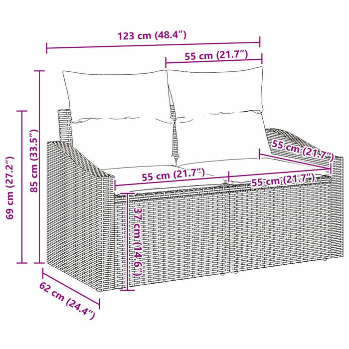 Set de grădină 10 piese cu perne, bej, din ratan sintetic, acacia - WALTI WALTI