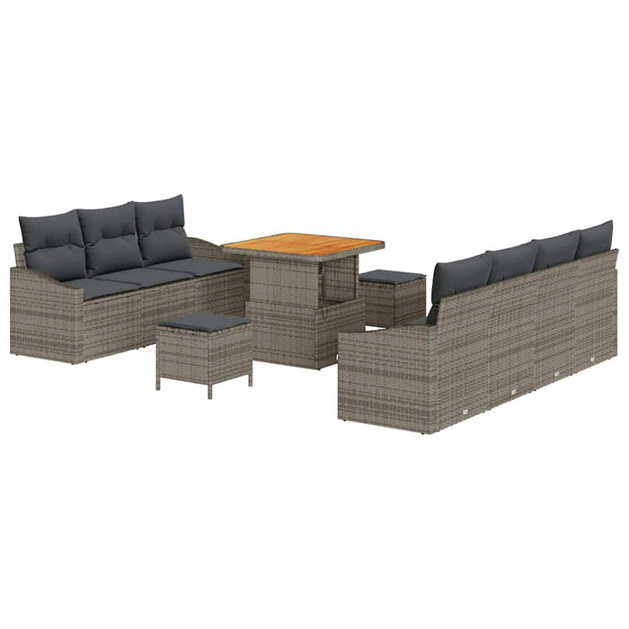 Set de canapele pentru grădină cu pernă 10 pcs Gri Rattan poli - WALTI WALTI