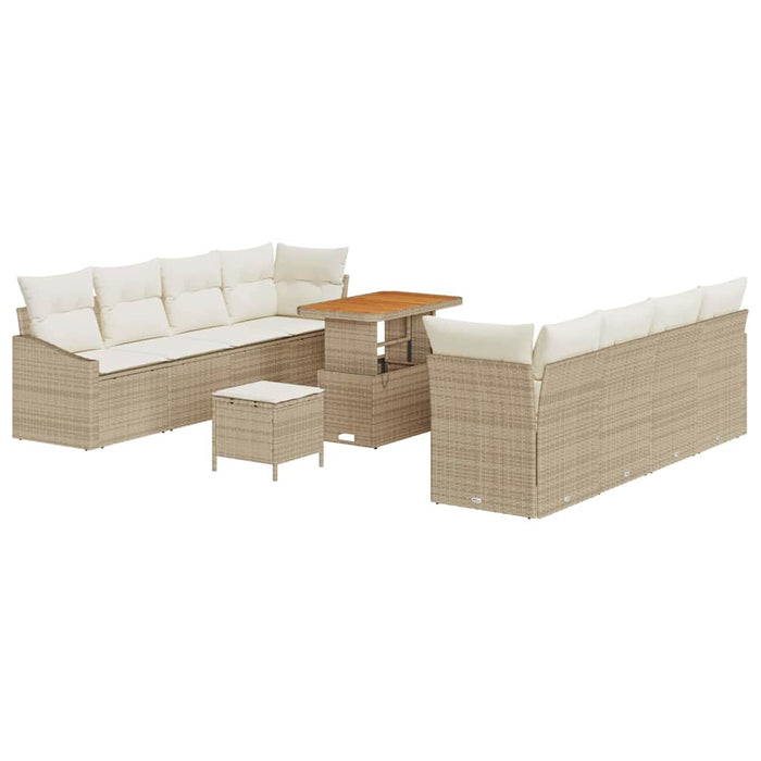 Set de canapea de grădină , 11 piese, cu perne, Bej, din rattan sintetic și acacia. - WALTI WALTI