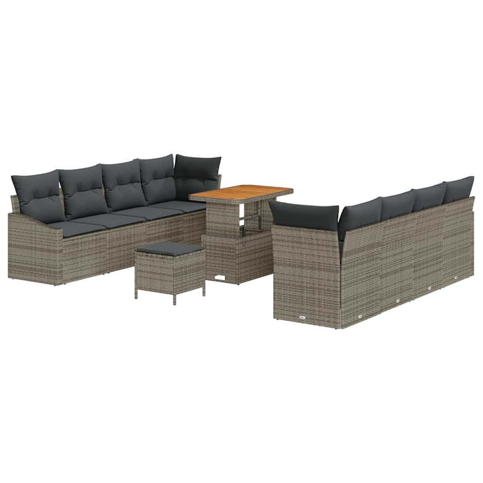 Set de Canapele pentru Grădină cu 11 Piese și Perne Gri din Rattan si Acacia - WALTI WALTI