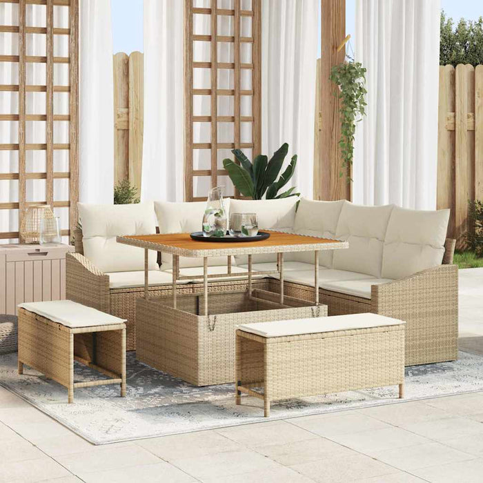 Set de canapele pentru grădină cu pernă 8 pcs Bej poliratan - WALTI WALTI
