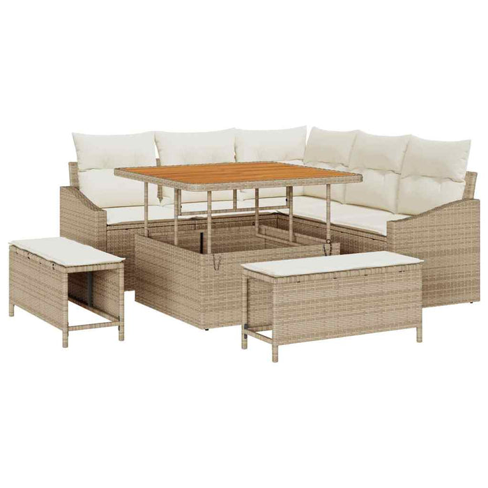Set de canapele pentru grădină cu pernă 8 pcs Bej poliratan - WALTI WALTI