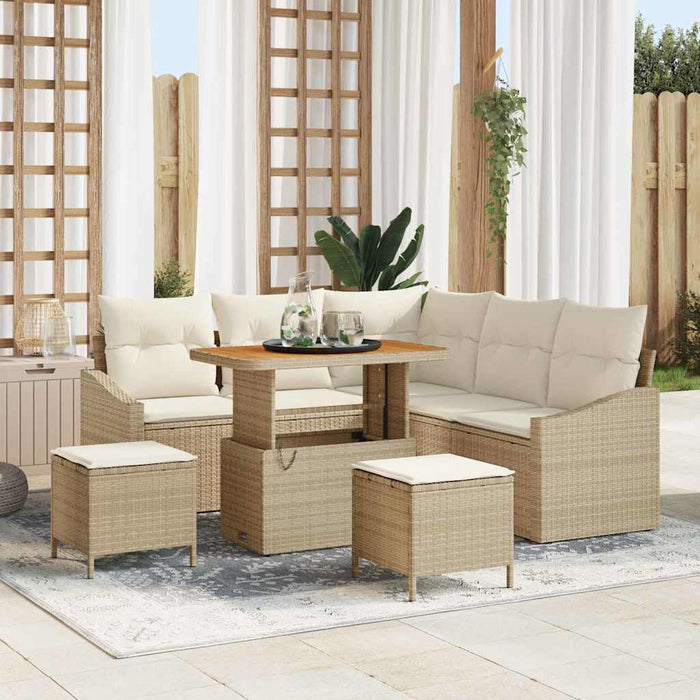 Set de canapele pentru grădină cu pernă 8 pcs Bej poliratan WALTI