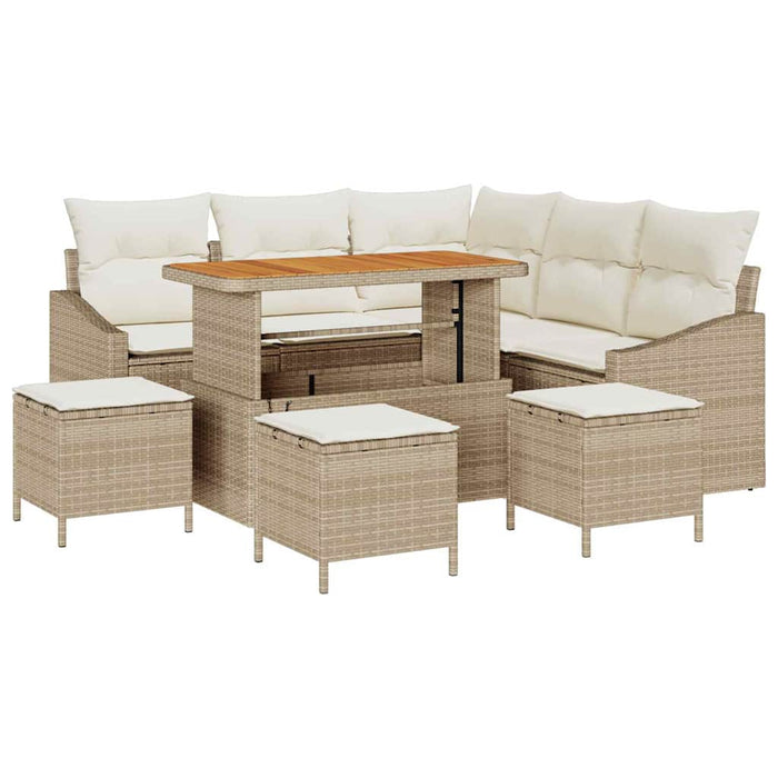 Set de canapele pentru grădină cu pernă 9 pcs Bej poliratan WALTI