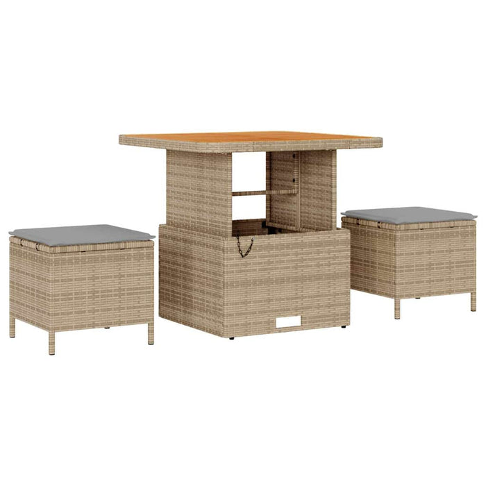 Set de canapea de grădină 9 piese cu perne bej din rattan poly și acacia - WALTI WALTI